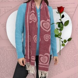 ❤️Scarf Reversible heart-shaped patterns with fringes